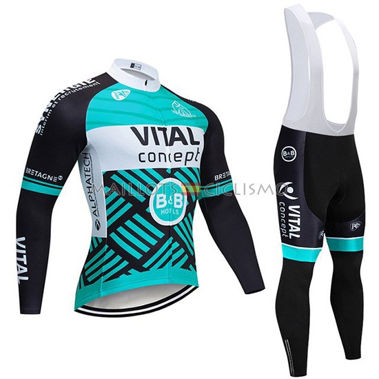 2019 Maillot Vital Concept Tirantes Mangas Largas Azul Blanco Negro